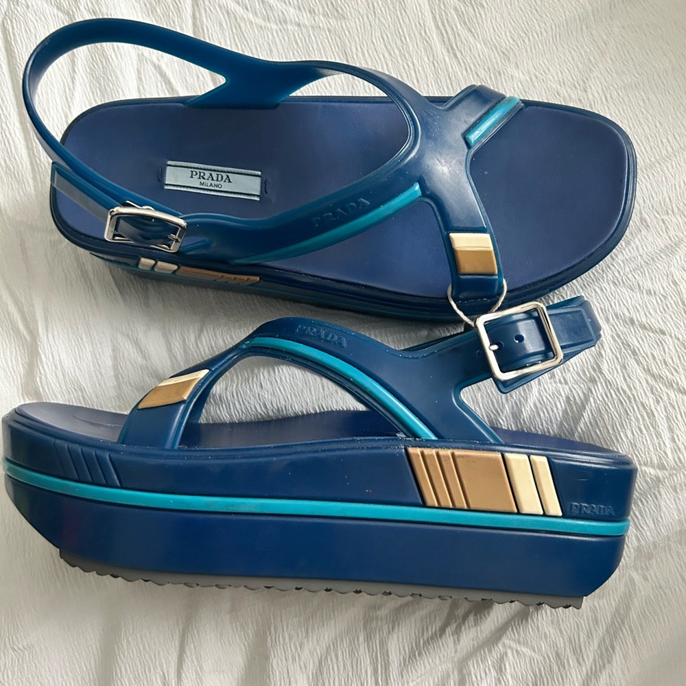 Authentic Prada Calzature Donna Rubber Platform Sandals